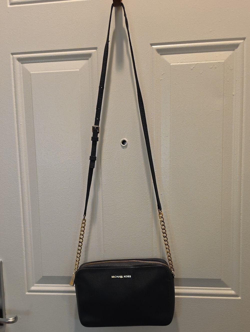 Michael Kors Black Crossbody with Gold Chain Strap